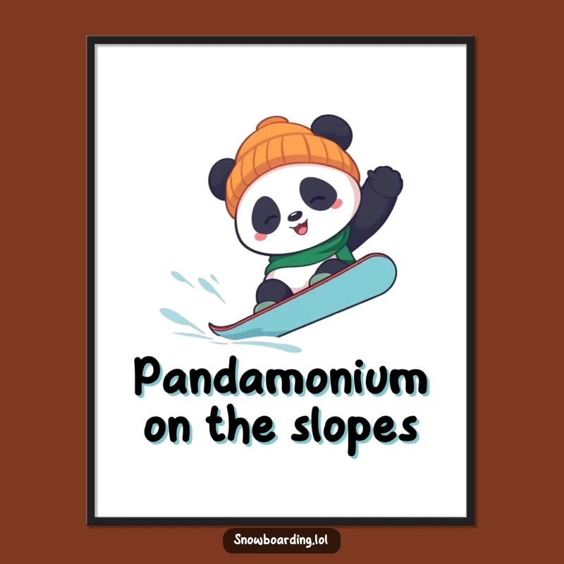 Free Printable Panda Snowboarder Wall Art: Funny Downloadable Decor for Adventure Lovers