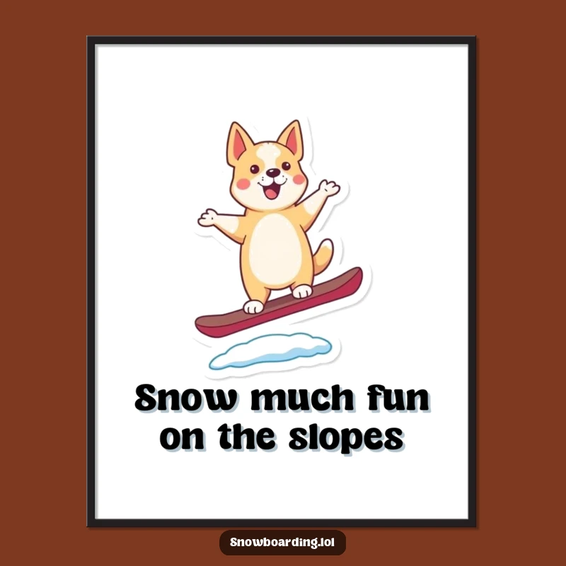 Free Printable Dancing Dog Snowboard Art - Fun Downloadable Decor
