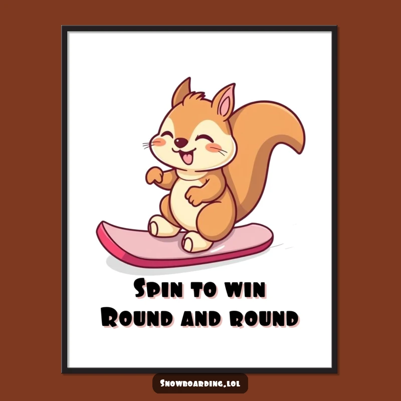 Squirrel Snowboarder Wall Art Free Printable - Fun Downloadable Decor for Thrill Seekers