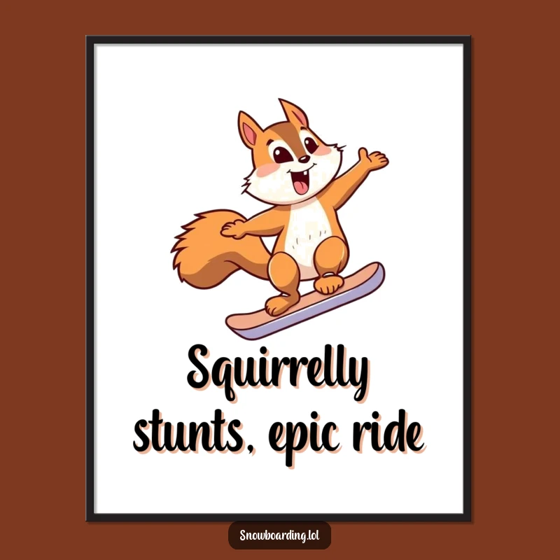 Free Printable Squirrel Snowboarder Wall Art: Funny Downloadable Decor for Playful Spaces