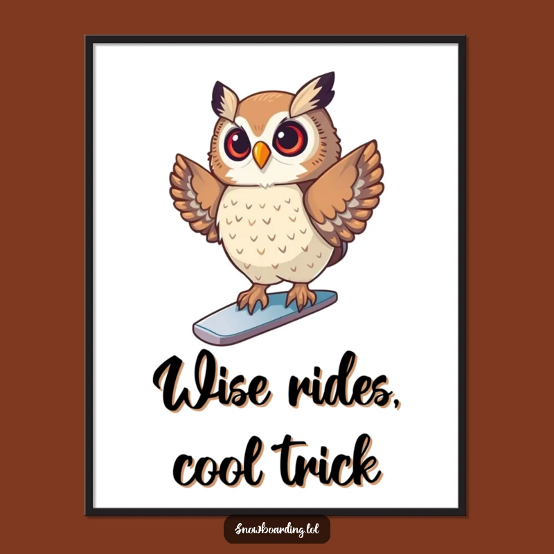 Funny Free Printable Owl Snowboard Art - Downloadable & Print at Home
