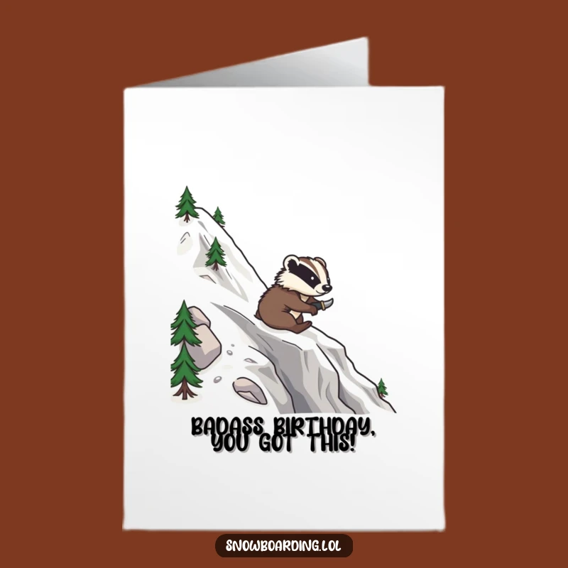 Free Printable Brave Badger Snowboard Birthday Card - Dynamic Downloadable Gift