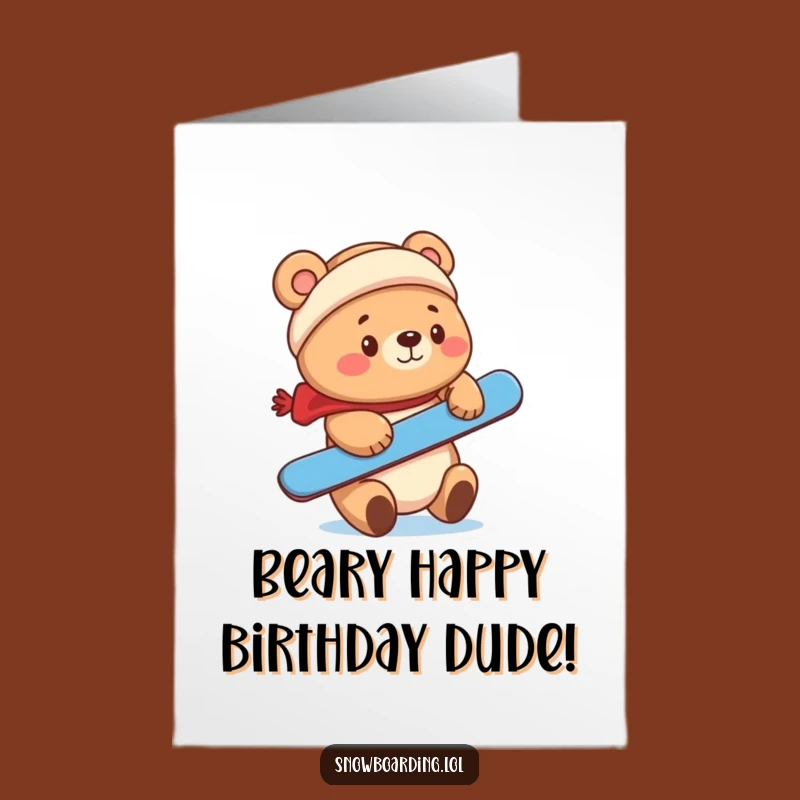 Free Printable Bear Birthday Card: Snowboard Nose Balance Downloadable Fun