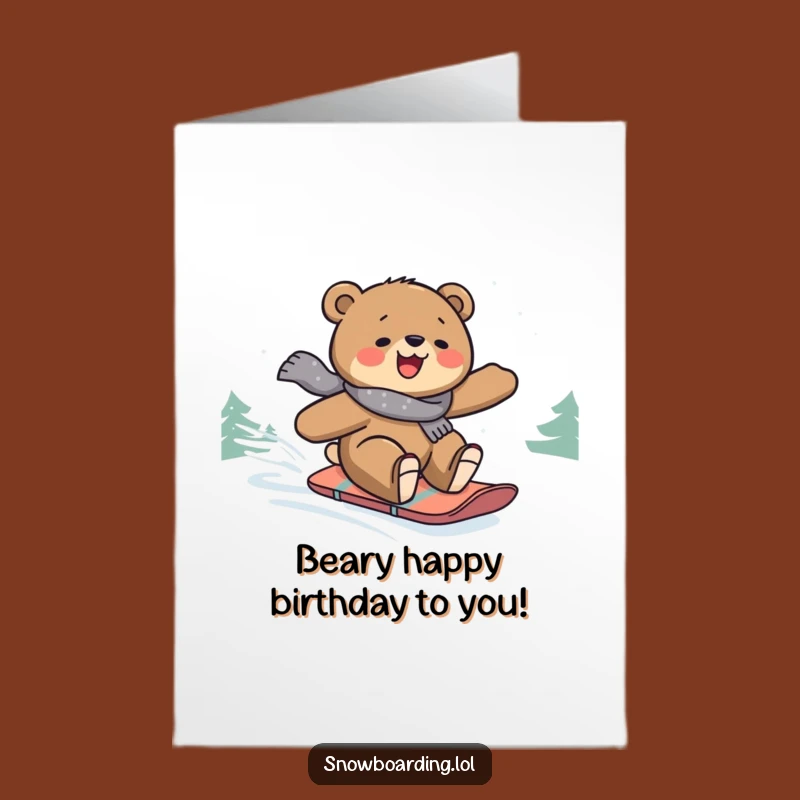 Free Printable Snowboard Bear Birthday Card: Hilarious Downloadable Gift for Friends & Family