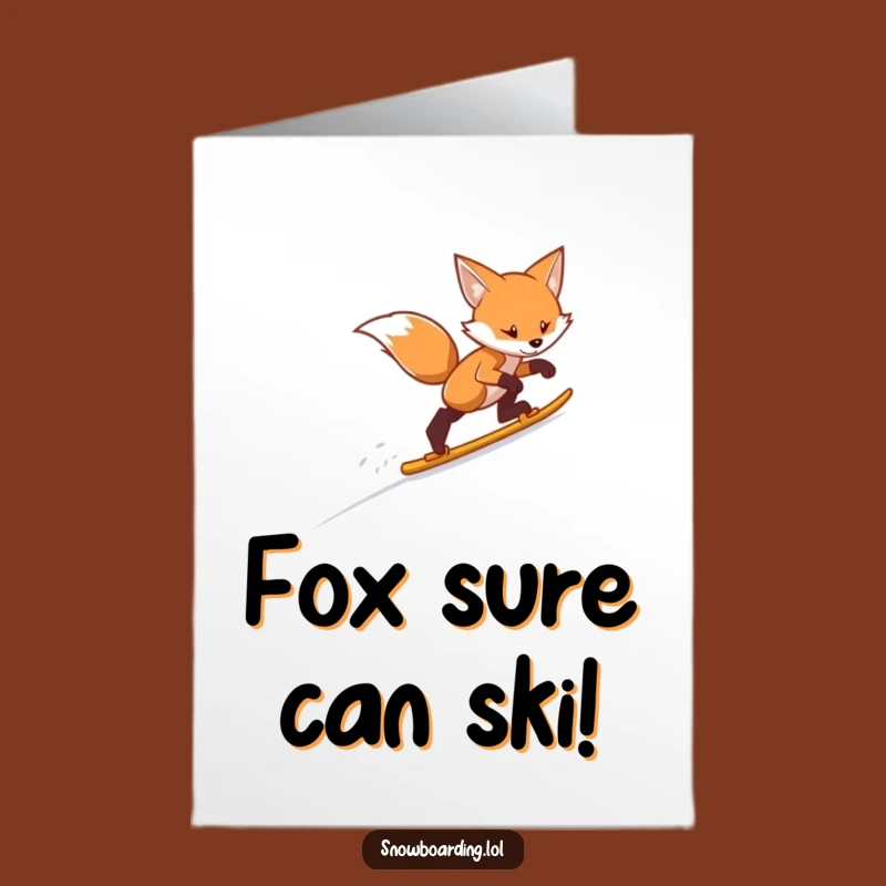Free Printable Fox Skiing Birthday Card - Funny Downloadable Gift for Ski Lovers
