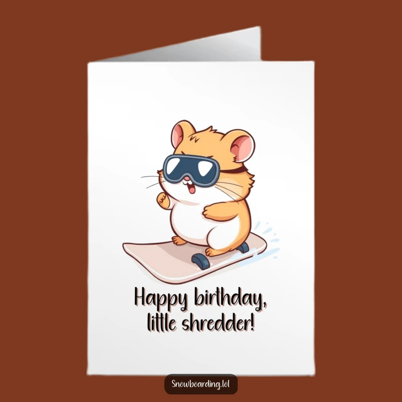 Free Printable Birthday Card: Hamster Snowboarder - Cute & Funny Downloadable Gift!