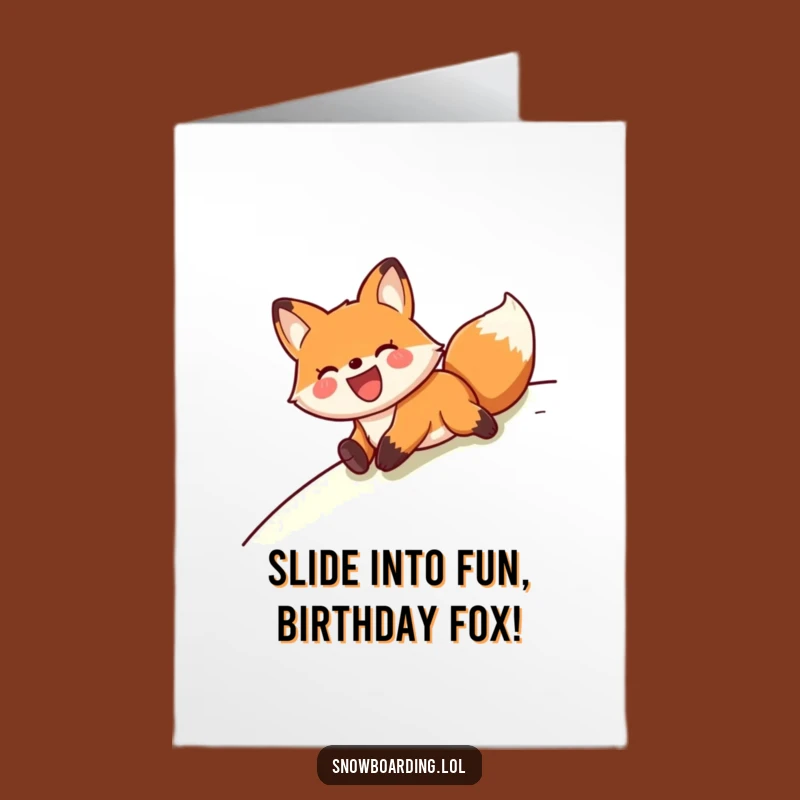 Free Printable Birthday Card: Joyful Fox Belly Slide - Funny Downloadable Gift!