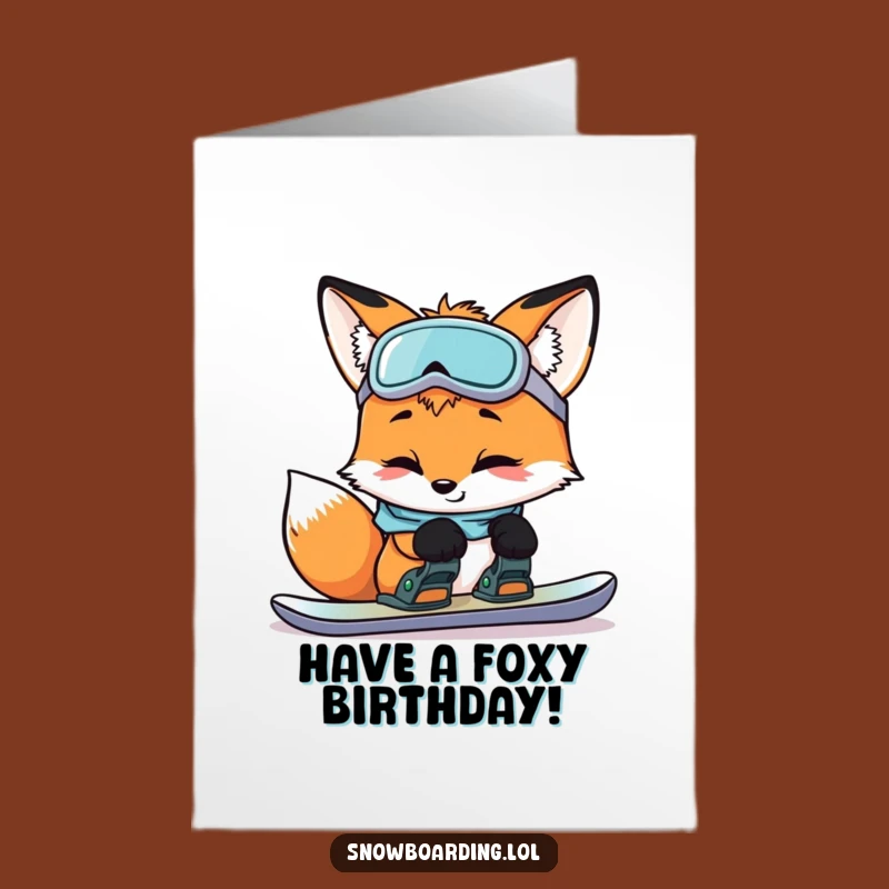 Free Printable Fox Snowboard Card - Funny Birthday Downloadable Gift