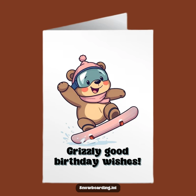 Free Printable Funny Bear Snowboarder Birthday Card - Awesome Downloadable