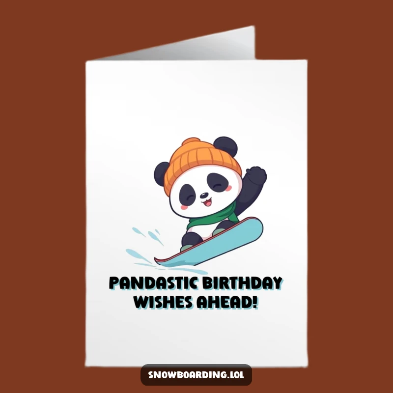 Free Printable Panda Snowboarder Birthday Card: Funny Downloadable Gift for Thrill Seekers