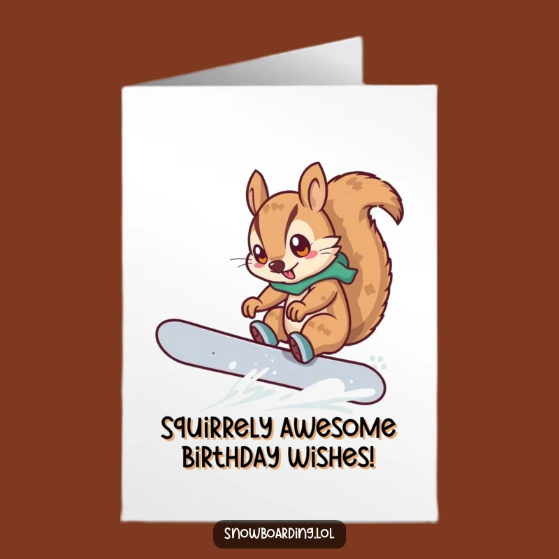 Free Printable Squirrel Birthday Card: Snowboard Trick Downloadable Fun