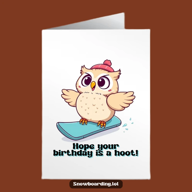 Free Printable Owl Birthday Card Oops: Funny Snowboarder Surprise Downloadable