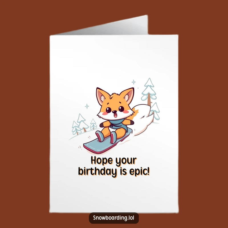 Free Printable Birthday Card: Funny Falling Fox - Humorous Downloadable Gift