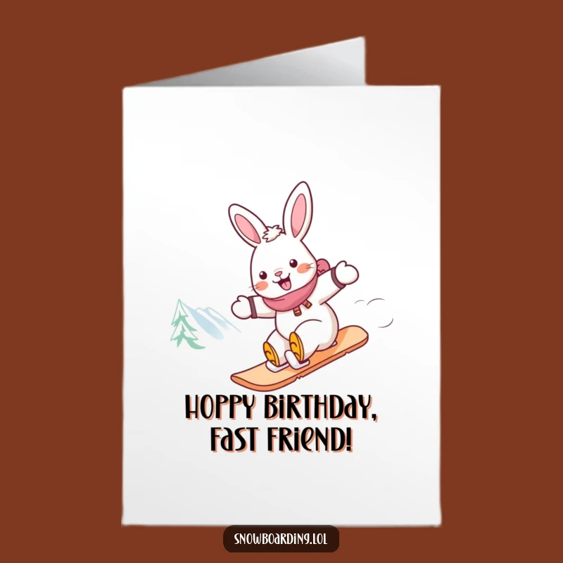 Free Printable Funny Rabbit Snowboarder Birthday Card - Fun Downloadable