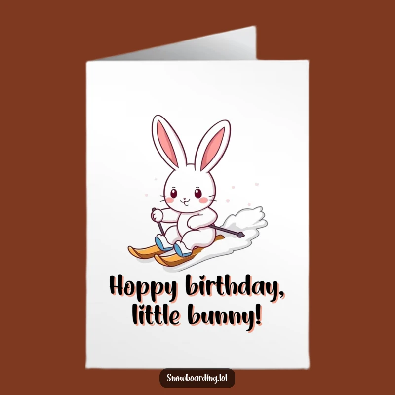 Free Printable Birthday Card Bunny: Snowy Slope Fun for a Hilarious Downloadable Gift