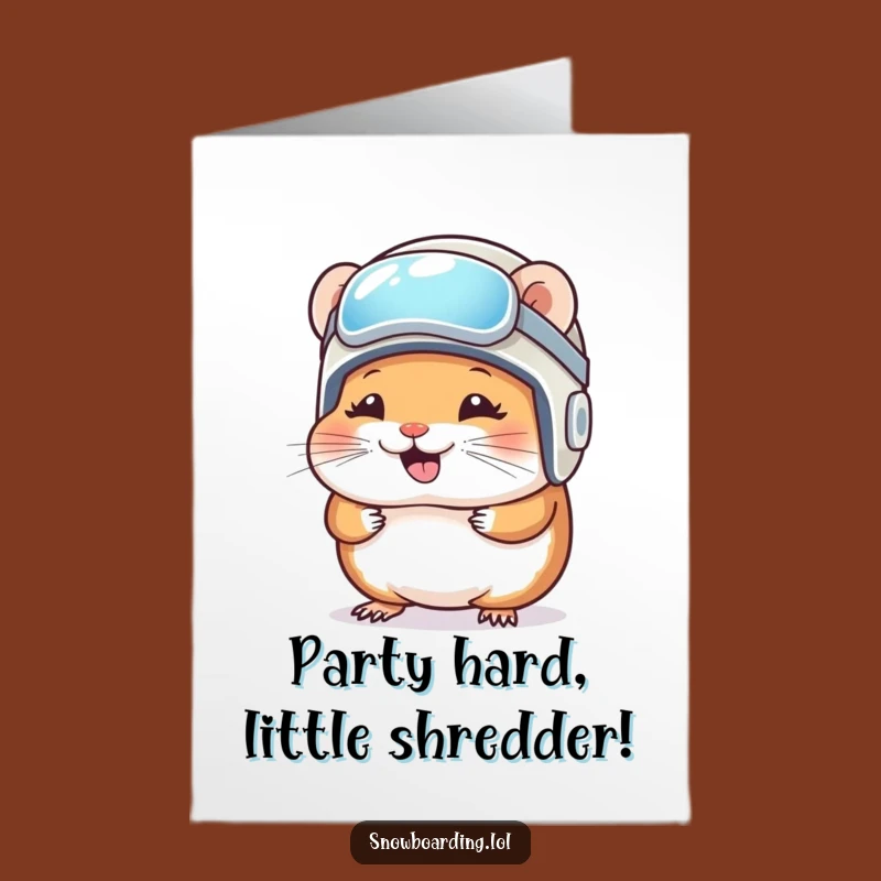 Free Printable Birthday Card: Giggling Hamster Snowboarder Downloadable Gift