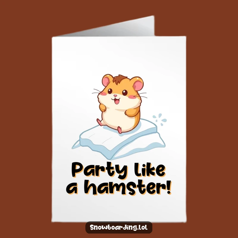 Free Printable Birthday Card: Happy Hamster Snow Racer