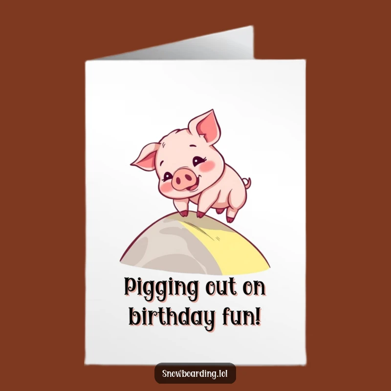 Free Printable Piglet Birthday Card: Wobbly Slope Downloadable Fun