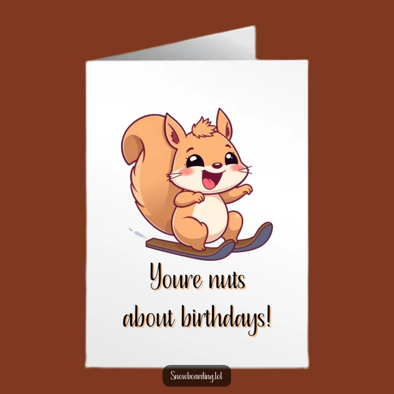 Free Printable Birthday Card: Thrilled Squirrel Speeding Funny Downloadable Gift