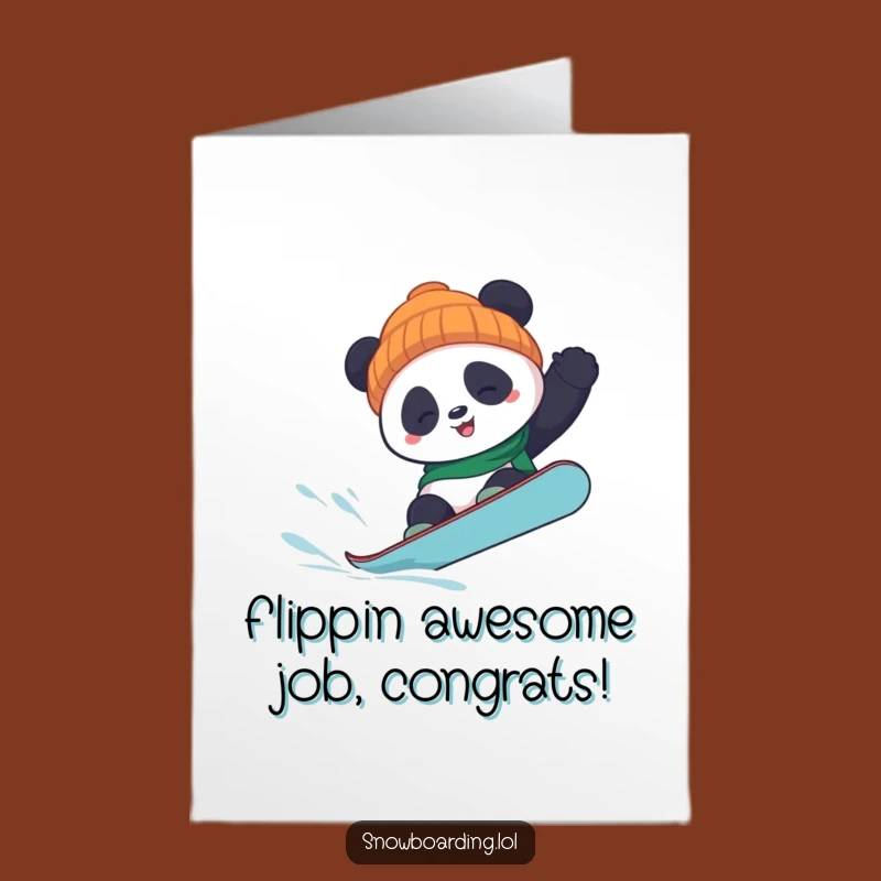 Free Printable Panda Snowboarder Congrats Card: Hilarious Downloadable Achievement Gift
