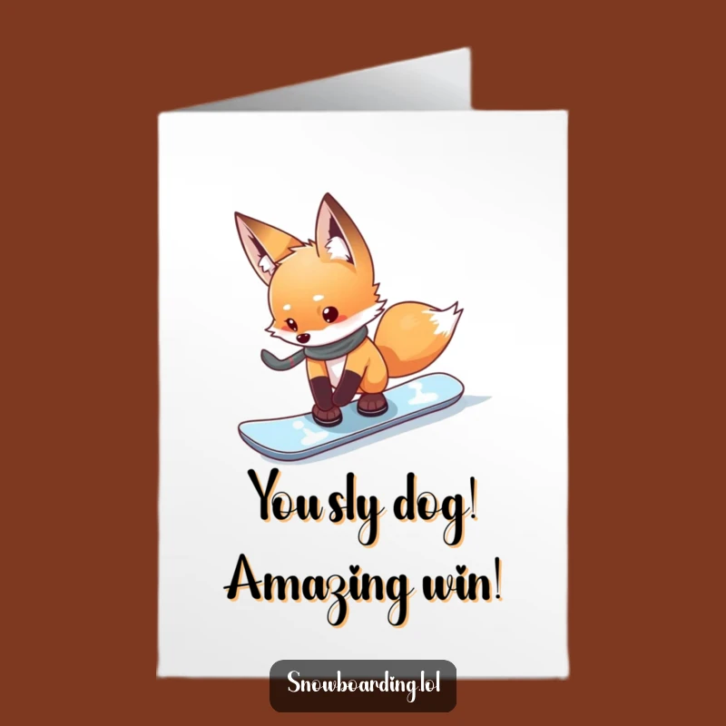Fox Snowboarder Congrats Card Free Printable - Clever Downloadable Gift for Brave Souls