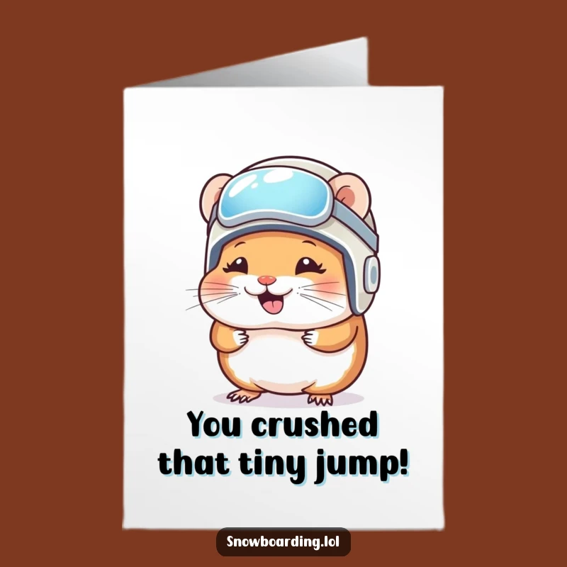 Free Printable Congrats Card: Giggling Hamster Snowboarding Digital Gift