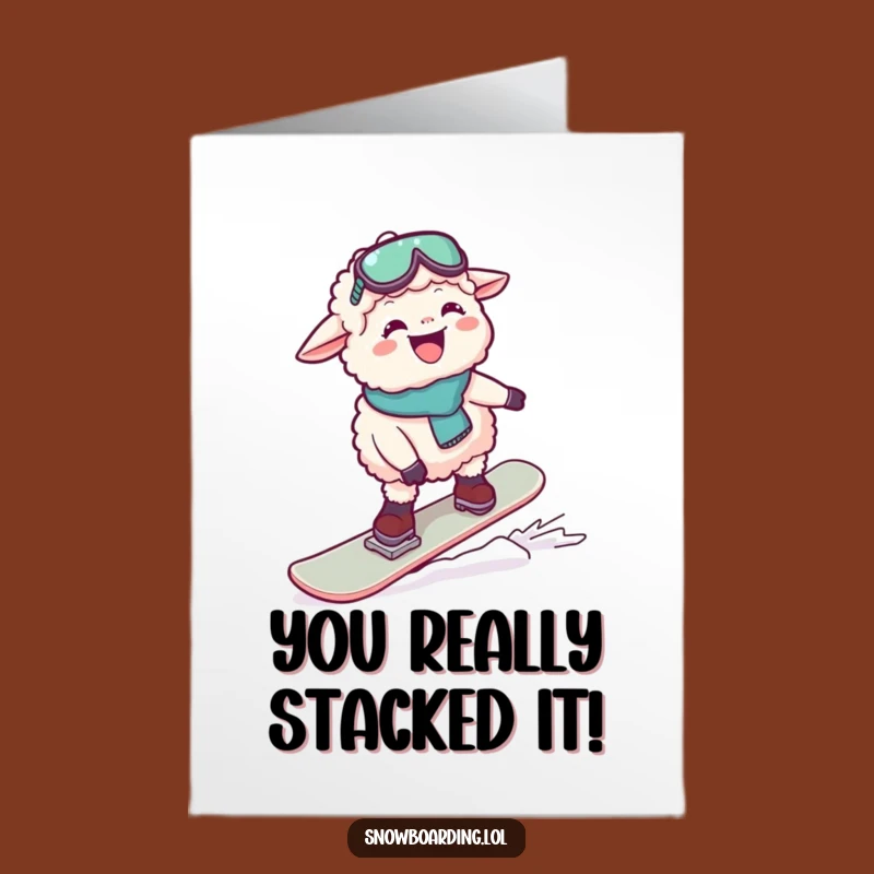 Free Printable Congrats Card: Giggling Sheep Snowboarder Funny Downloadable Gift