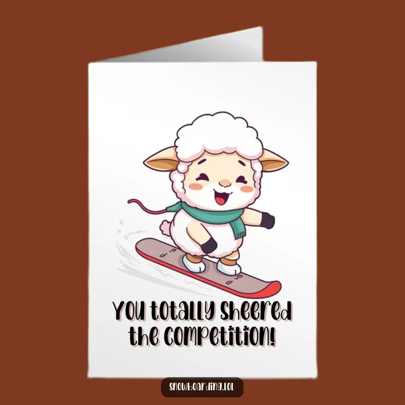 Free Printable Congrats Card: Giggling Sheep Snowboarder - You Made It!