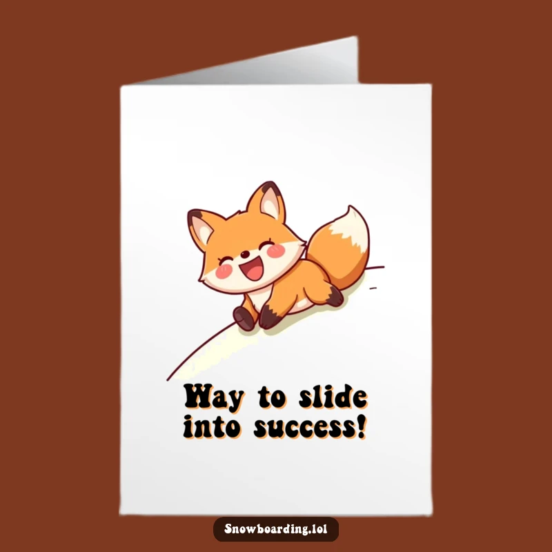 Free Printable Congrats Card: Happy Fox Belly Slide - Awesome Achievement!