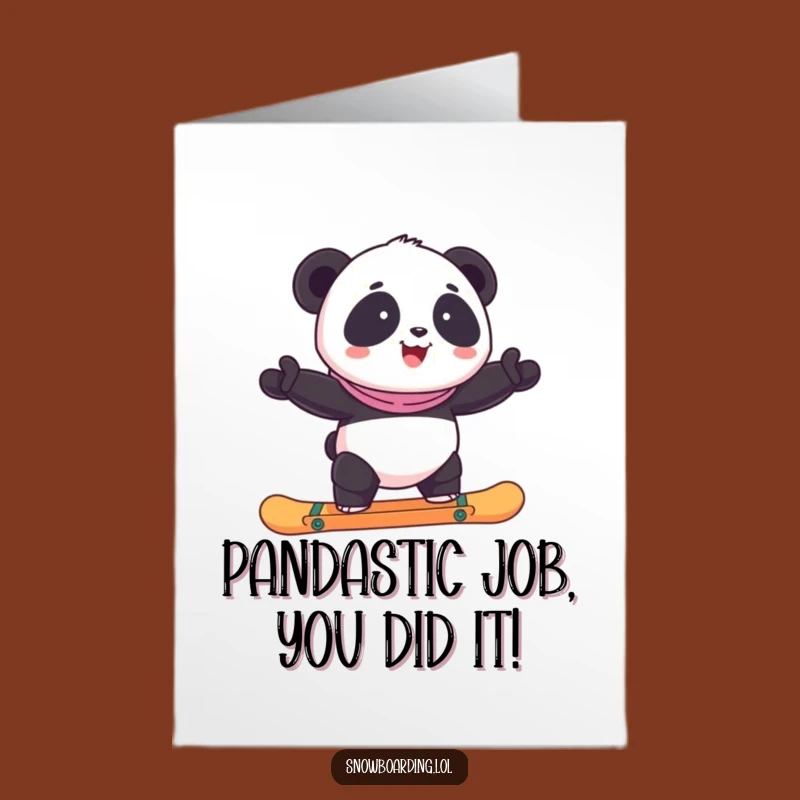 Free Printable Congrats Card: Wobbly Panda Snowboarder - You Did It!