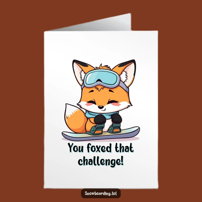 Free Printable Fox Snowboard Card - Funny Congrats Downloadable Gift