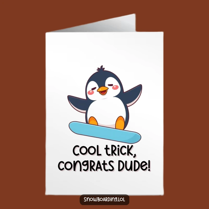 Free Printable Penguin Snowboarder Congrats Card - Fun Downloadable