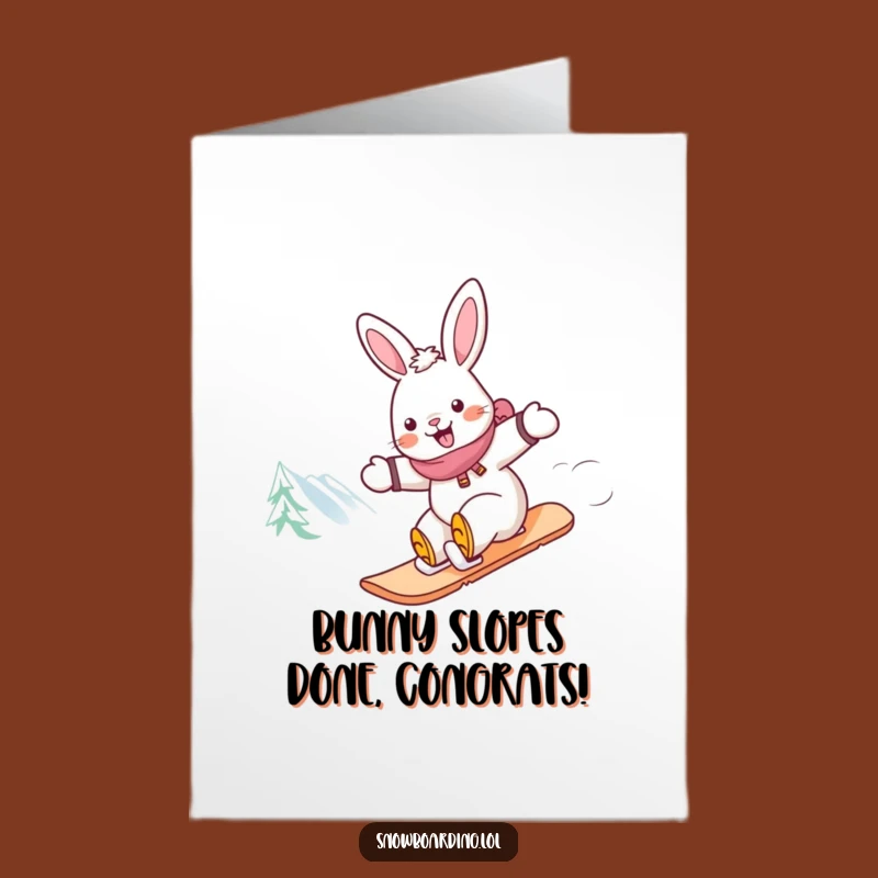 Free Printable Rabbit Snowboarder Congrats Card - Speedy Downloadable