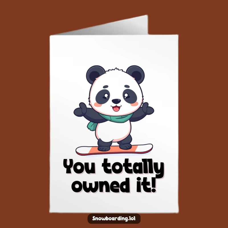 Free Printable Snowboard Panda Card: Congrats on Your Determined Victory!