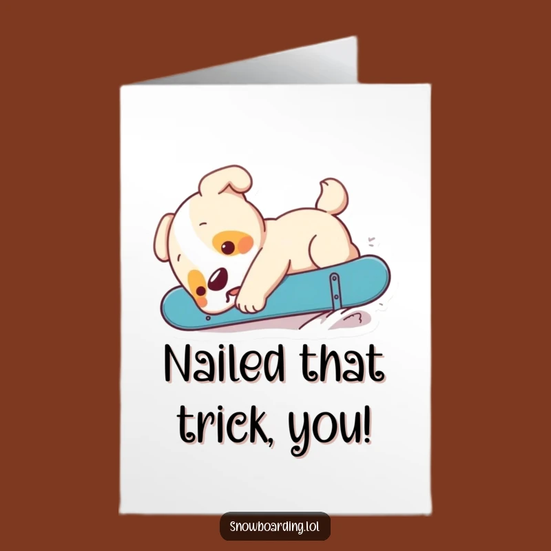 Free Printable Puppy Snowboard Congrats Card - Funny Downloadable Celebration!