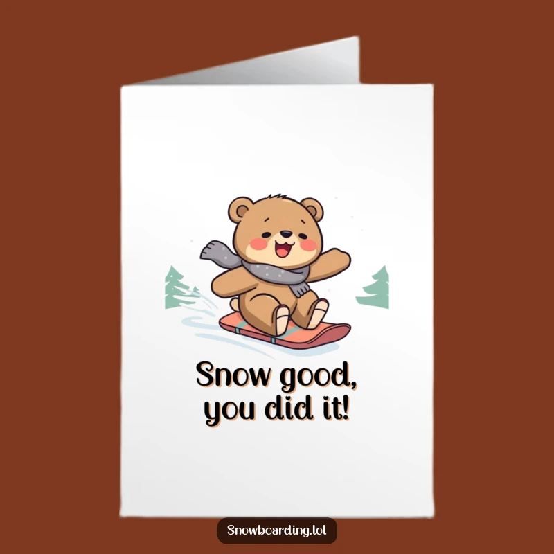 Free Printable Snowboard Bear Card: Congrats on Your Awesome Achievement!