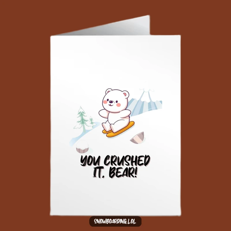 Free Printable Congrats Card: Happy Bear Snowboarding Victory!