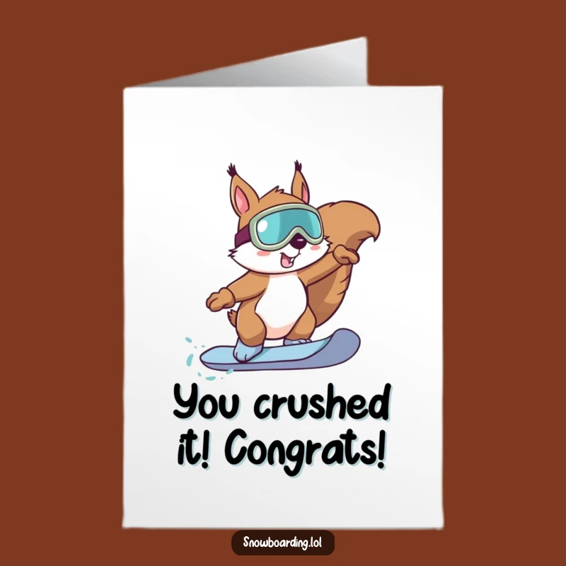 Free Printable Congrats Card: Squirrel Snowboard Pro - Downloadable Celebration