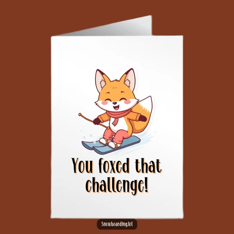 Free Printable Snowboard Fox Card: Congrats on Your Slick Moves!