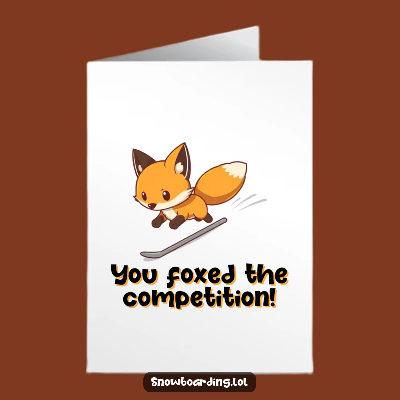 Free Printable Fox Congrats Card: Fast Snowboarder Success Downloadable
