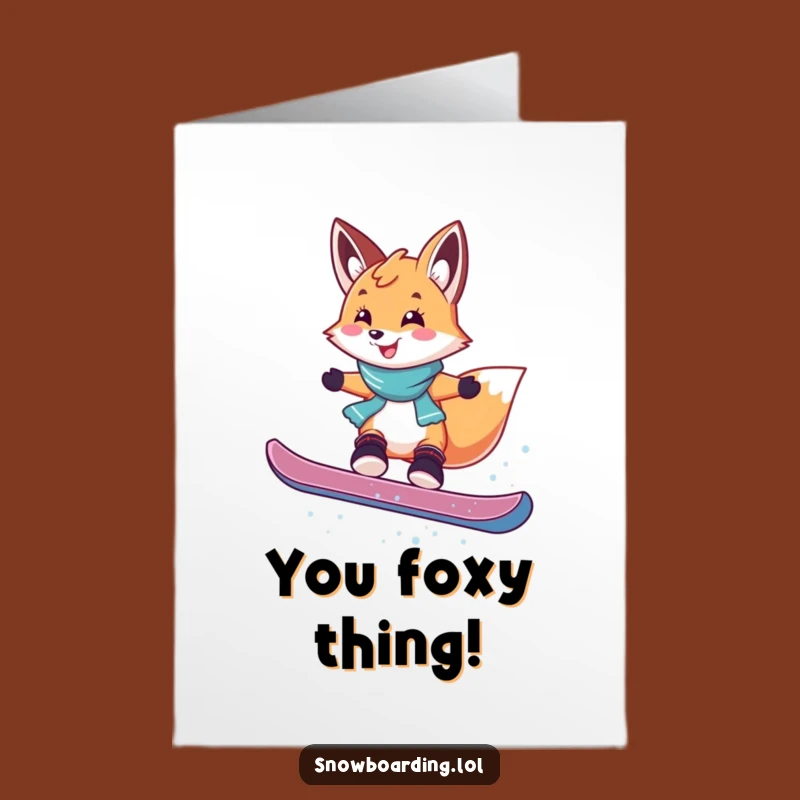 Free Printable Congratulations Card Fox: Snowboarding Jump for a Downloadable Gift