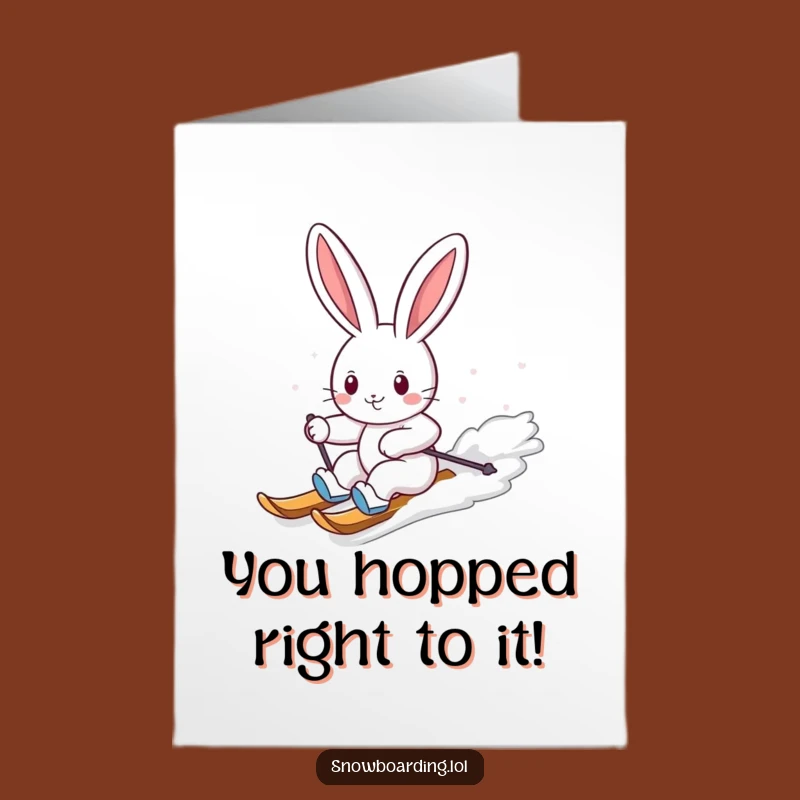 Free Printable Congratulations Card Bunny: Snowy Slope Success for a Downloadable Gift