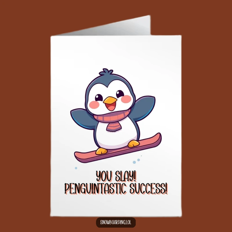 Penguin Snowboarder Congrats Card Free Printable - Thrilling Downloadable Gift for Achievers