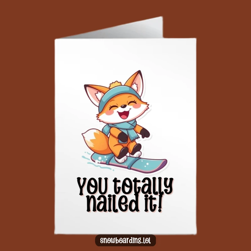 Epic Free Printable Congrats Card: Snowboarding Fox Landing Gift