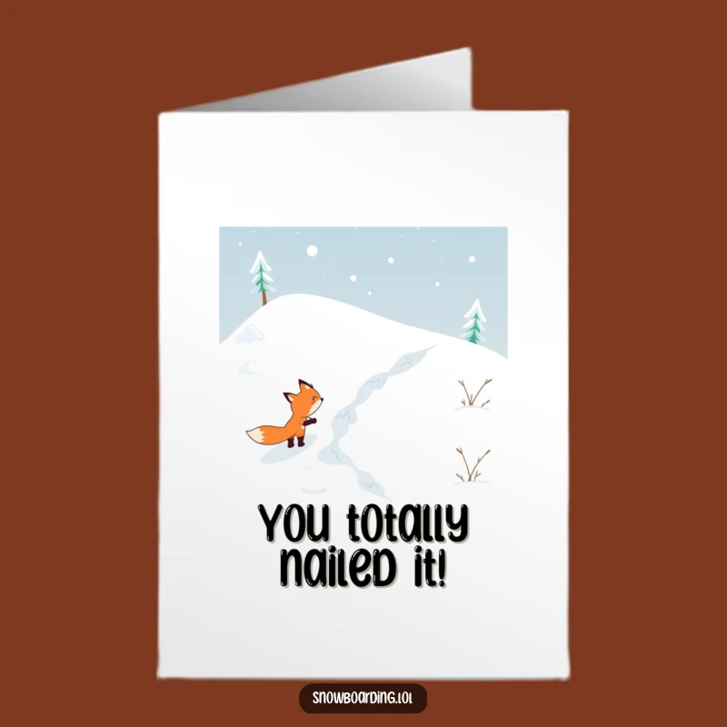 Free Printable Funny Fox Congrats Card: Snowy Victory Downloadable Gift
