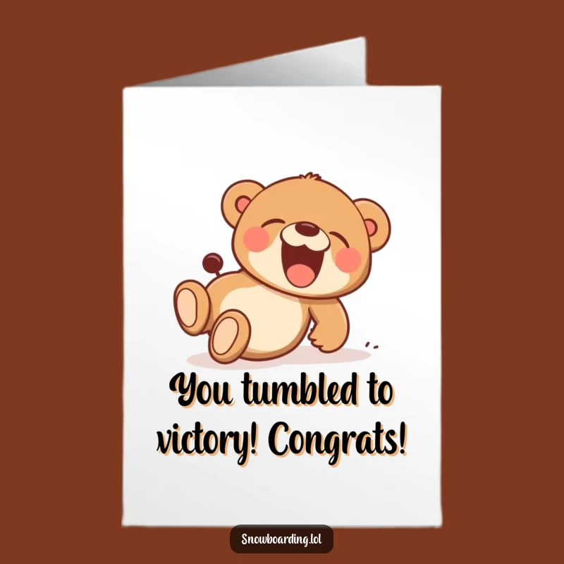 Free Printable Bear Congrats Card: Hilarious Tumble Downloadable Success Celebration