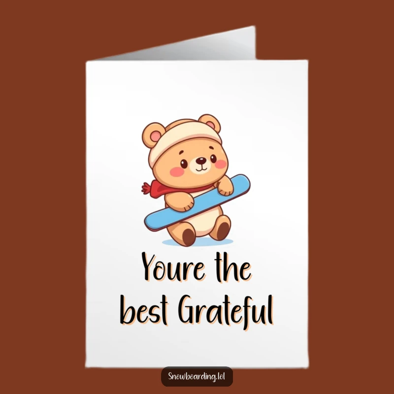 Free Printable Bear Thank You Card: Snowboard Nose Balance Downloadable Gratitude