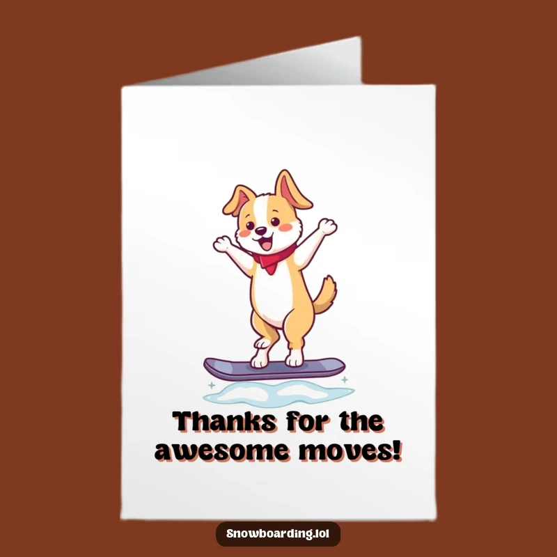 Free Printable Dog Snowboard Thank You Card: Hilarious Pup Gratitude Downloadable