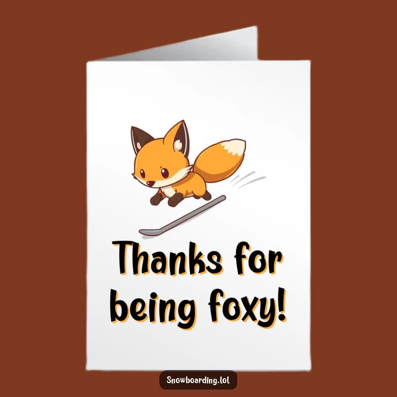 Free Printable Fox Thank You Card: Speedy Snowboarder Gratitude Downloadable