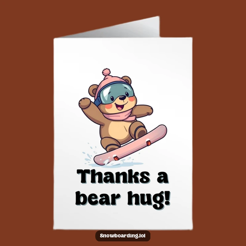Free Printable Funny Bear Snowboarder Thank You - Unique